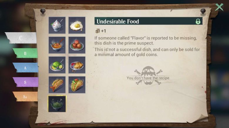 Sea of Conquest Undesirable Food Recipe How To Make